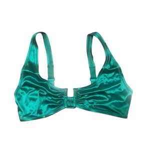 & Other Stories Shiny Ruched Bikini Top in Green Size 12 NWT